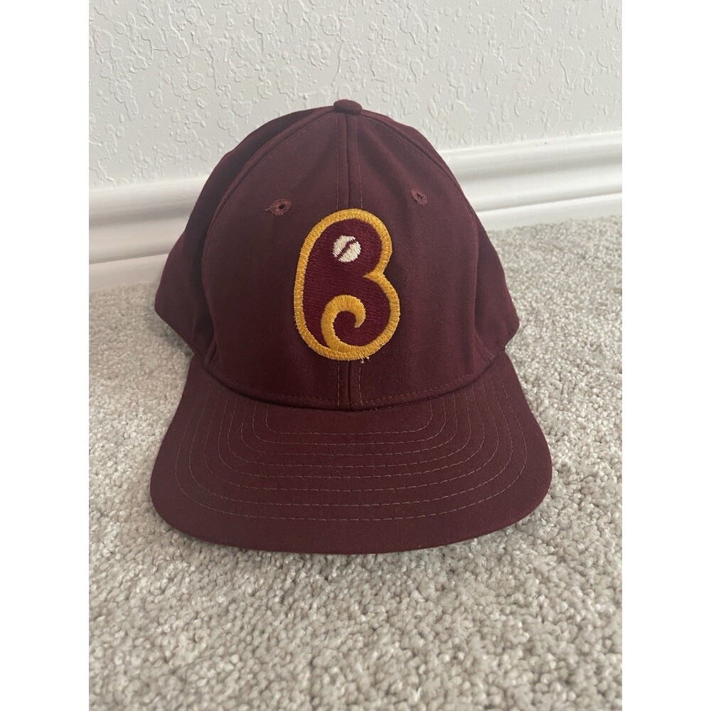 Vintage Brooklyn College Baseball Hat New Era Perspiration Proof Cap Maroon RARE